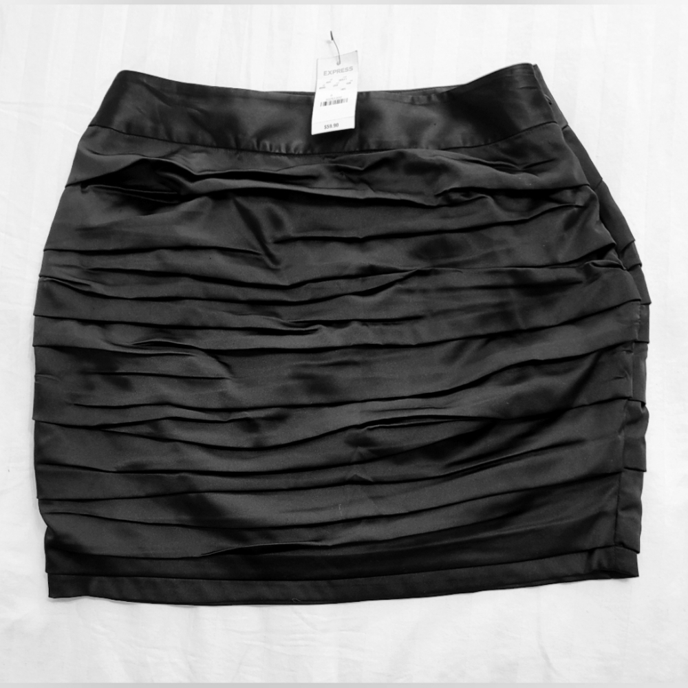 Express, Black, Satin, Mini Skirt